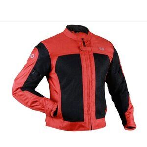 Wd Motorsports Miami Mesh Jacket Lightweight Reflective Panels Black Red 2XL